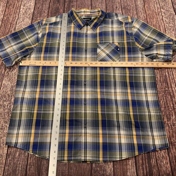 Marmot Men's Echo Blue Yellow Short Sleeve Plaid Stripe Button Shirt Size 2XL‎ - Picture 4 of 5